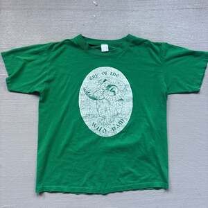 Vintage 80s Cry of the Wild Ram Green Graphic T-Shirt Single Stitch